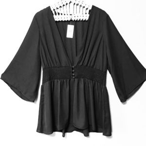 Torrid Button Front Smocked Babydoll Blouse